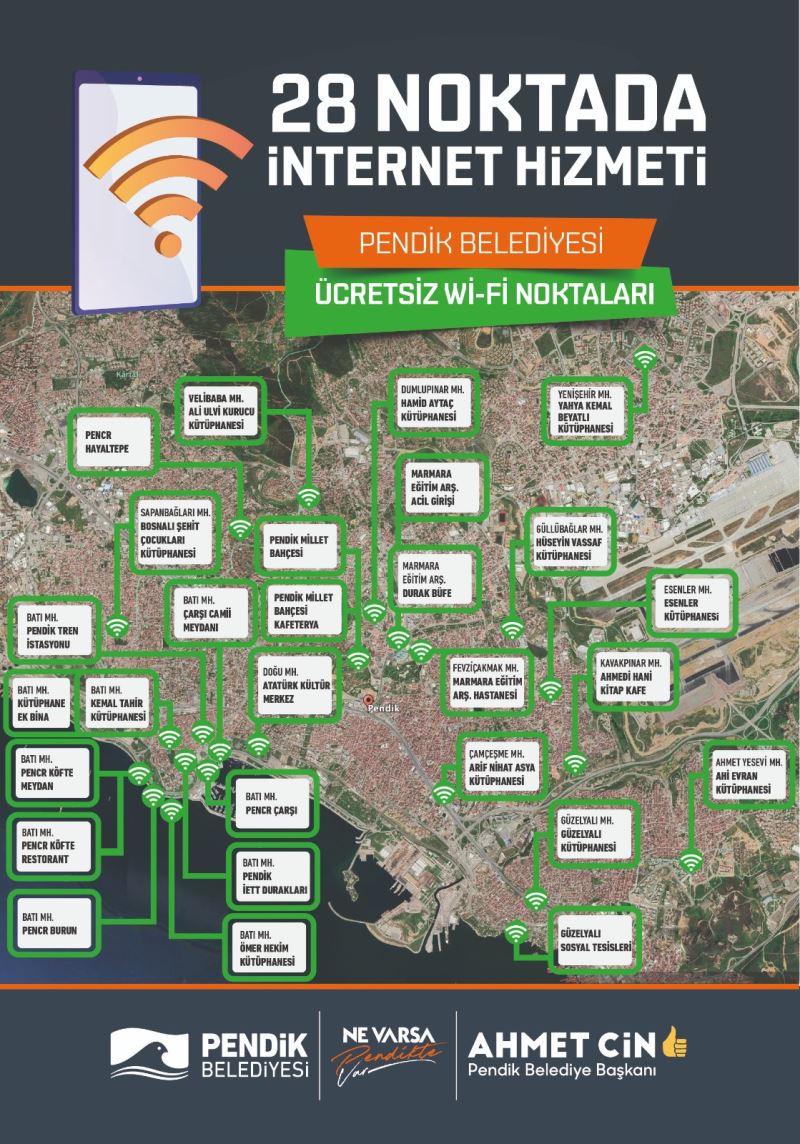 28 Noktada Ücretsiz İnternet