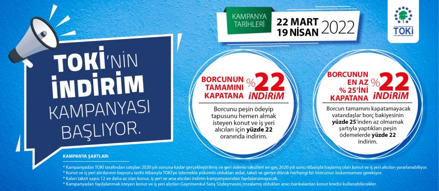TOKİ’nin indirim kampanyası 22 Mart’ta başlıyor