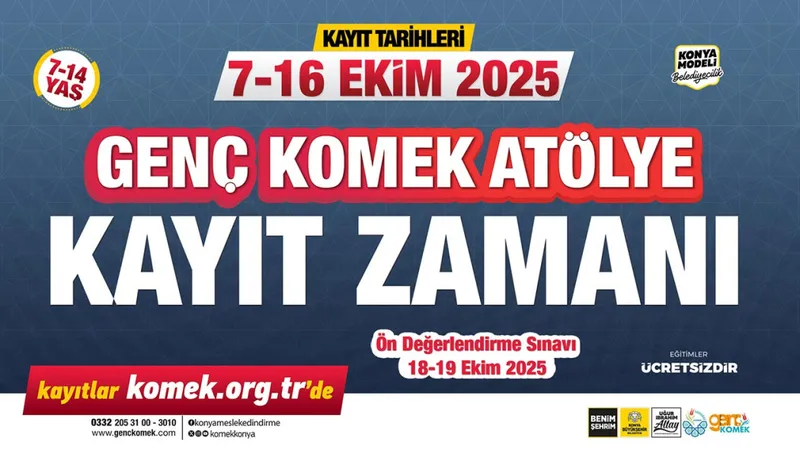 Genç KOMEK Atölyelerinde 2025 Güz Dönemi Kayıtları Başladı