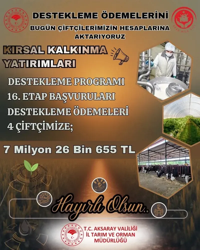 Çiftçiye 7 milyon TL’lik destek